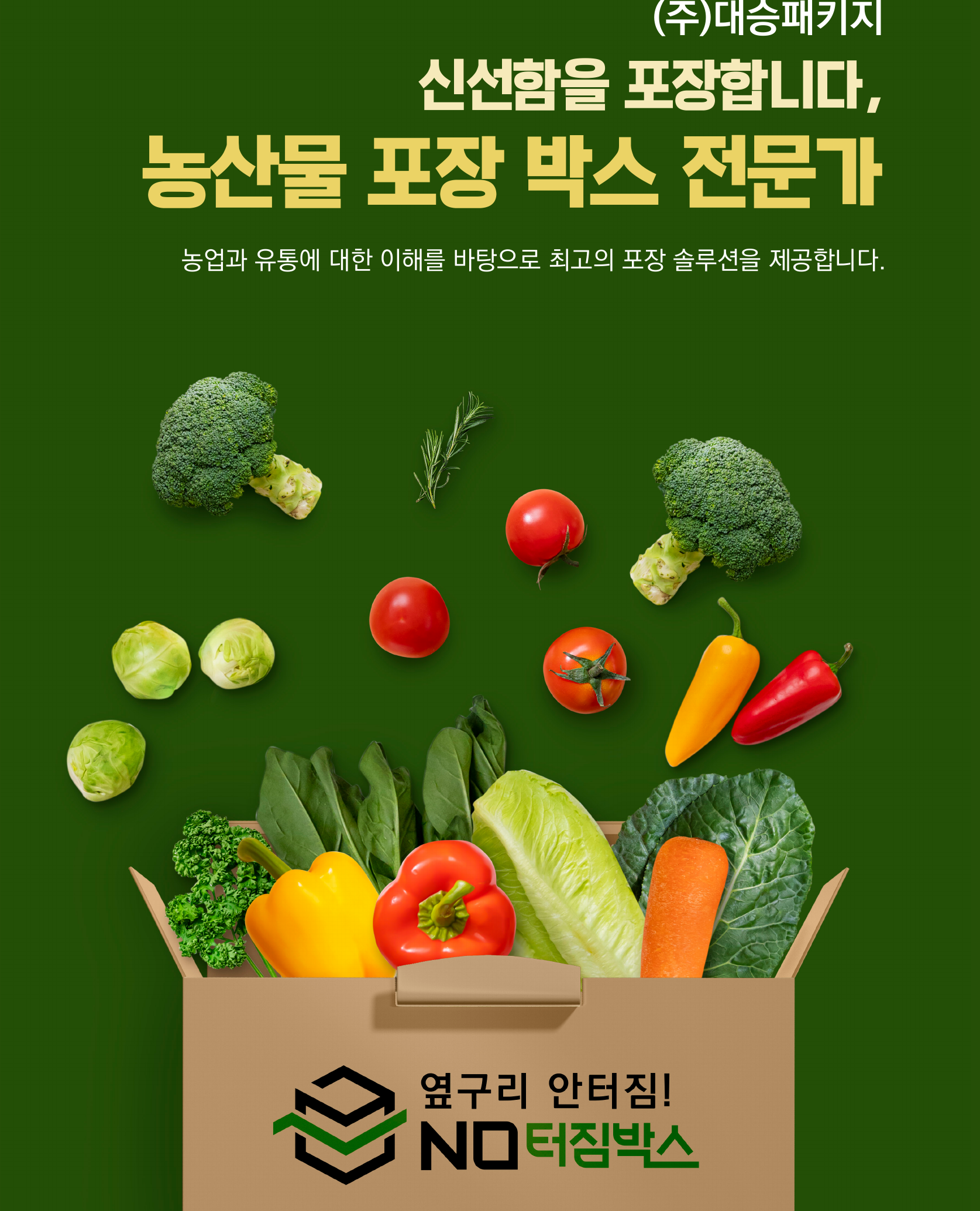 대승패키지 농산물 박스에 담긴 신선한 채소